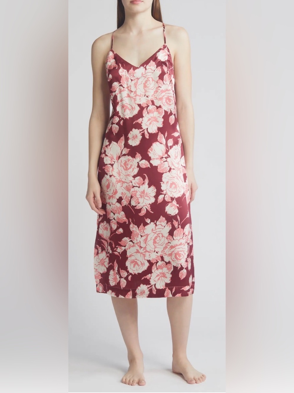 NEW LIBERTY LONDON Floral Silk Satin Long Chemise Sz XS